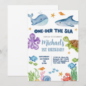 One-der the Zee boy 1e verjaardagsuitnodiging. Kaart (Voorkant / Achterkant)