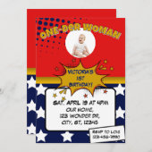 One-Der Woman, Superhero 1st Birthday  Kaart (Voorkant / Achterkant)