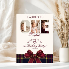 One Derful 1st BIrthday Preppy Plaid Welkom Poster
