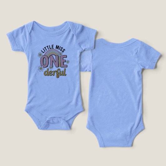 ONE-DERFUL 1st Birthday Tri-Blend Bodysuit (Ontwerp Voorkant & Achterkant)