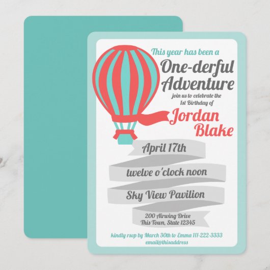 One-derful Adventure Hete Luchtballon Kaart (Voorkant / Achterkant)