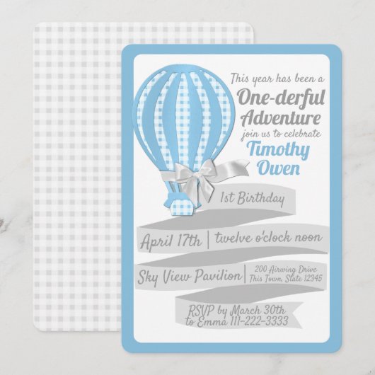 One-derful Adventure Hot Air Balloon 1e verjaardag Kaart (Voorkant / Achterkant)