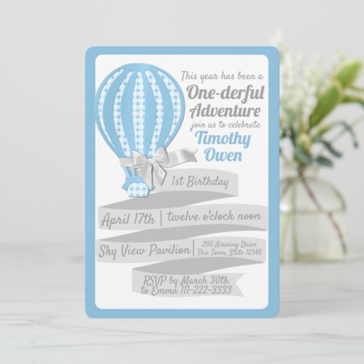 One-derful Adventure Hot Air Balloon 1e verjaardag Kaart (Staand voorkant)