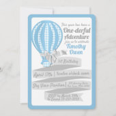 One-derful Adventure Hot Air Balloon 1e verjaardag Kaart (Voorkant)