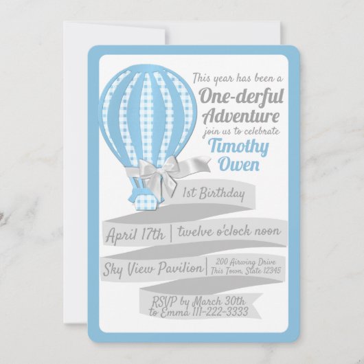 One-derful Adventure Hot Air Balloon 1e verjaardag Kaart (Voorkant)