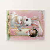 ONE-derful Bunny 1e verjaardag voor meisjes roze Legpuzzel (Horizontaal)