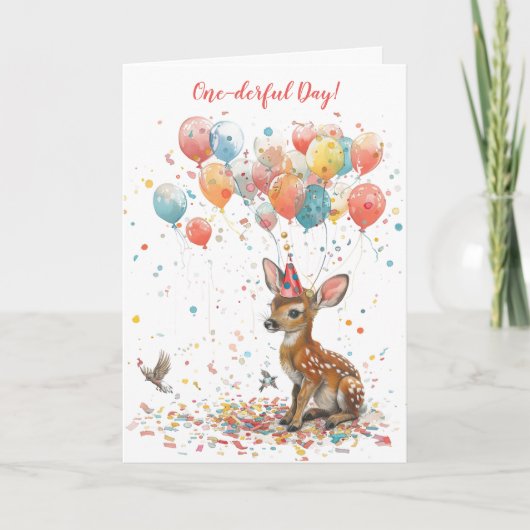 One-derful Day Woodland Animals 1st Birthday Kaart (Voorkant)