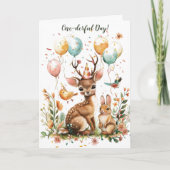 One-derful Day Woodland Animals 1st Birthday Kaart (Voorkant)