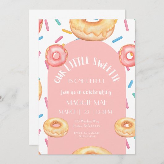 One-derful First Birthday Invitation  Kaart (Voorkant / Achterkant)