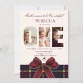 One derful Girl 1st Birthday Photo Preppy Holiday  Kaart (Voorkant)