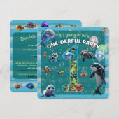 One-derful Party Rounded Edge Flat Invitation (Voorkant / Achterkant)