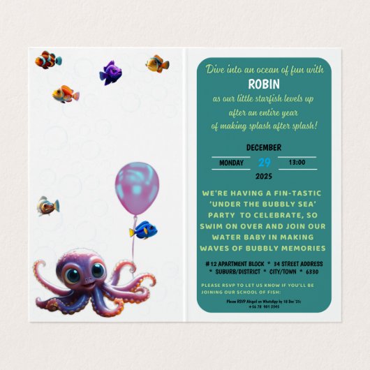 One-derful Party Verticale Verjaardag Uitnodiging (Binnenkant ongevouwen)