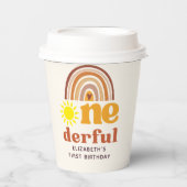 One - Derful Retro First Birthday with Boho Style Papieren Bekers (Voorkant)
