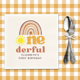 One - Derful Retro First Birthday with Boho Style Servet