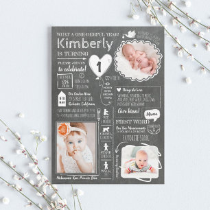 One-derful Year Infographic Fun 1st Birthday Foto Kaart