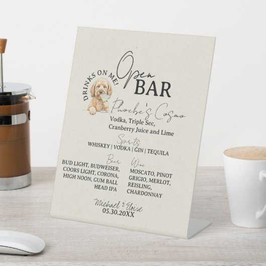 One Dog Wedding Signature Drink Open Bar Reclamebord Met Voetstuk (Insitu)