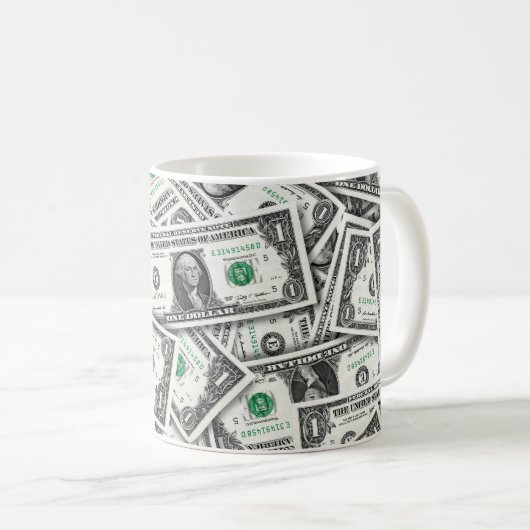 One Dollar Bill Pattern Koffiemok (Voorkant rechts)