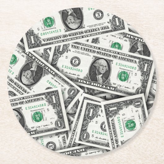 One Dollar Bill Pattern Ronde Kartonnen Onderzetter (Voorkant)