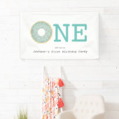 One Donut Mint Green Boy's eerste verjaardag Spandoek (Insitu)