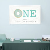 One Donut Mint Green Boy's eerste verjaardag Spandoek (Beurs)