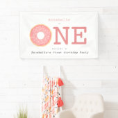 ONE Donut Pink Girl's eerste verjaardagsbanner Spandoek (Insitu)