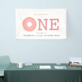 ONE Donut Pink Girl's eerste verjaardagsbanner Spandoek (Beurs)
