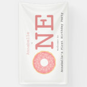 ONE Donut Pink Girl's eerste verjaardagsbanner Spandoek (Verticaal)