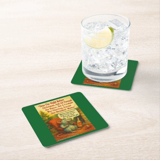 One Drunken' Mouse – Christmas Card Chaos Kartonnen Onderzetters (Insitu)