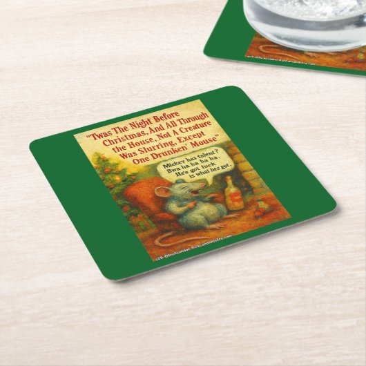 One Drunken' Mouse – Christmas Card Chaos Kartonnen Onderzetters (Schuin)
