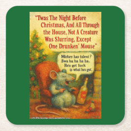 One Drunken' Mouse – Christmas Card Chaos Kartonnen Onderzetters