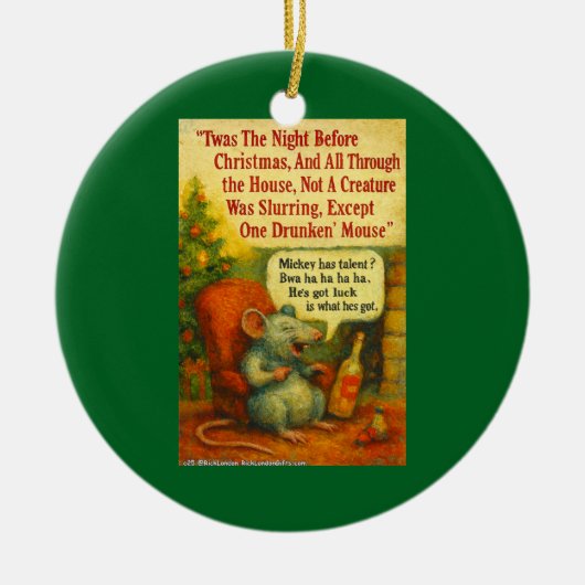 One Drunken' Mouse – Christmas Card Chaos Keramisch Ornament (Voorkant)