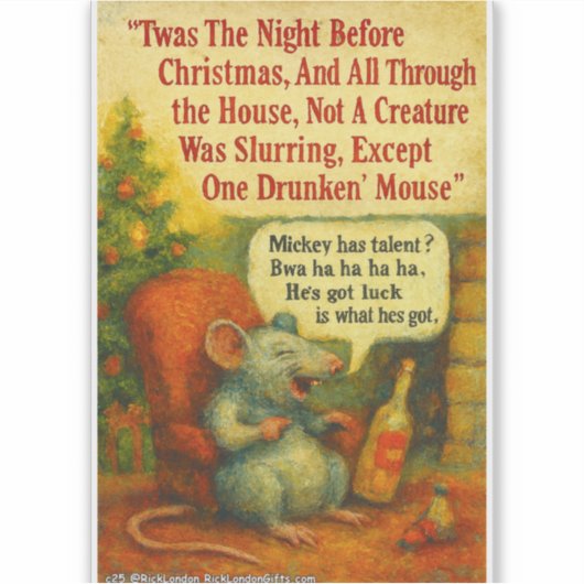 One Drunken' Mouse – Christmas Card Chaos Sticker (Voorkant)
