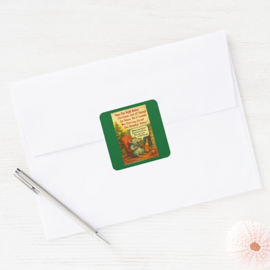 One Drunken' Mouse – Christmas Card Chaos Vierkante Sticker (Envelop)