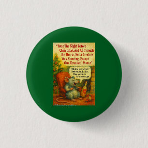 One Drunken Mouse – Kerstkaart Chaos Ronde Button 3,2 Cm