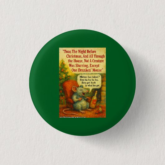 One Drunken Mouse – Kerstkaart Chaos Ronde Button 3,2 Cm (Voorkant)