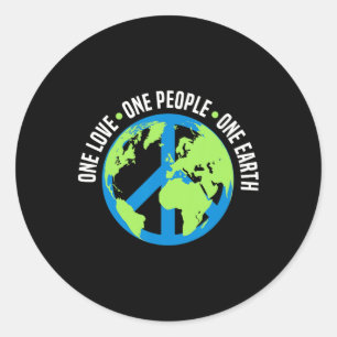 One Earth Mensen houden van Milieu Planeet Aarde D Ronde Sticker