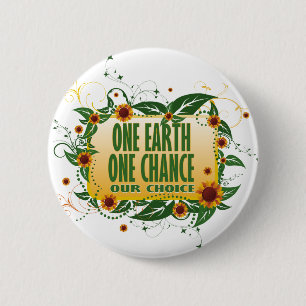 One Earth One Chance Ronde Button 5,7 Cm