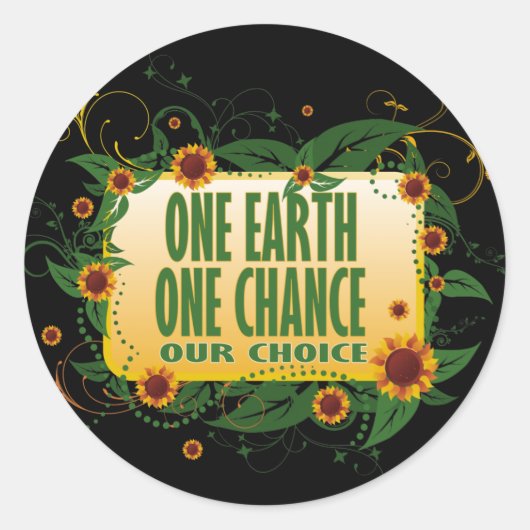 One Earth One Chance Ronde Sticker (Voorkant)