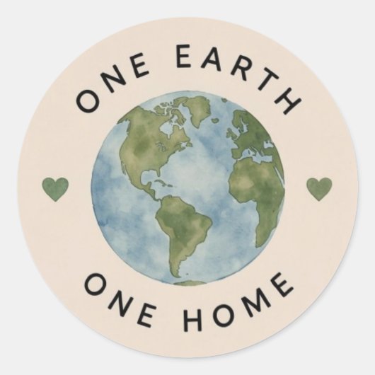 One Earth Ronde Sticker (Voorkant)