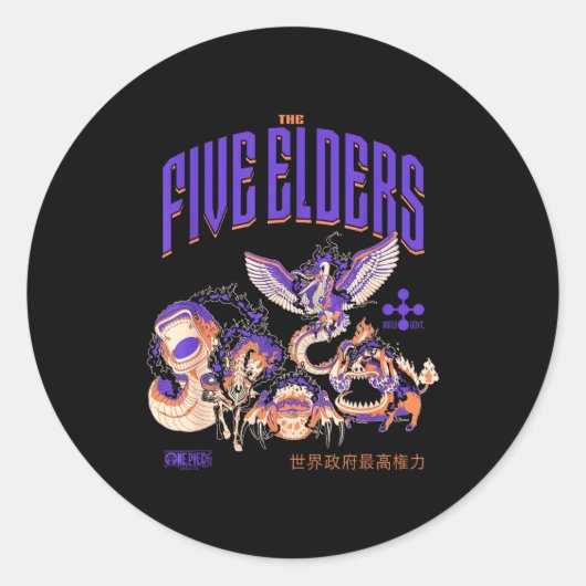 One Ece Anime De Vijf Oudsten Vormen Hemelse Drago Ronde Sticker (Voorkant)