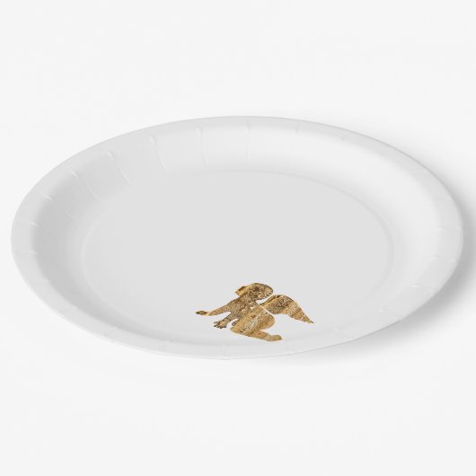 One Elegant Shiny Golden Angel White Papieren Bordje (Gekanteld)