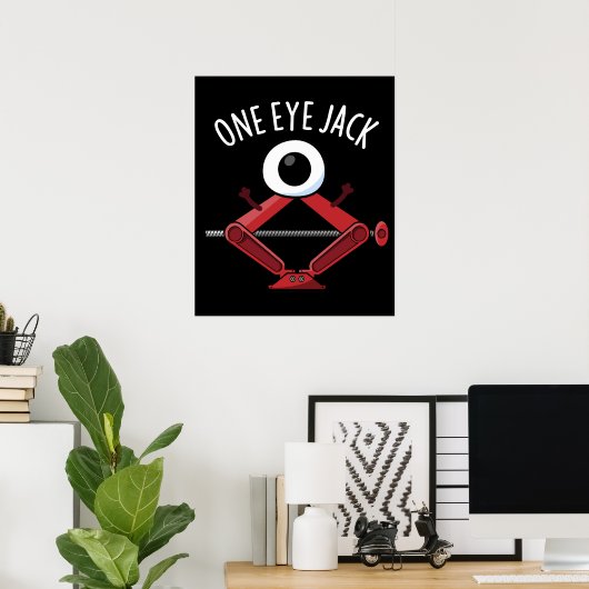 One Eye Jack Funny Car Jack Pun Dark BG Poster (Thuiskantoor)