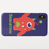 One eyed alien kinder aangepaste naam oranje blauw Case-Mate iPhone case (Achterkant (horizontaal))
