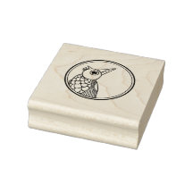 One Eyed Bird in a Circle Wood Art Stamp