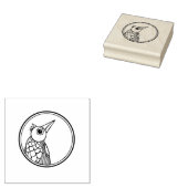 One Eyed Bird in a Circle Wood Art Stamp Rubberstempel (Gestempeld)