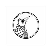 One Eyed Bird in a Circle Wood Art Stamp Rubberstempel (Afrduk)