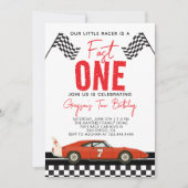 One Fast Race Car Boy 1e verjaardagsfeestje Kaart (Voorkant)