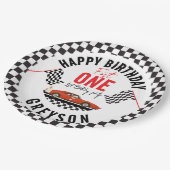 One Fast Race Car Boy 1e verjaardagsfeestje Papieren Bordje (Gekanteld)