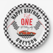 One Fast Race Car Boy 1e verjaardagsfeestje Papieren Bordje (Voorkant)