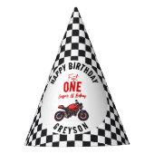One Fast Race Motorcycle Boy 1st Birthday Party Feesthoedjes (Voorkant)